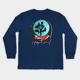 A Fox in the Desert Under a Full Moon Kids Long Sleeve T-Shirt